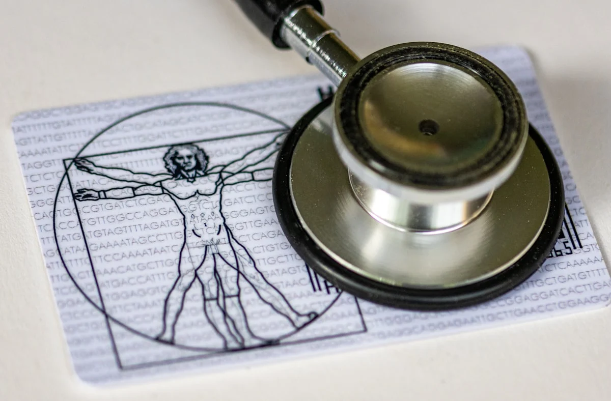 a health card and a stethoscope