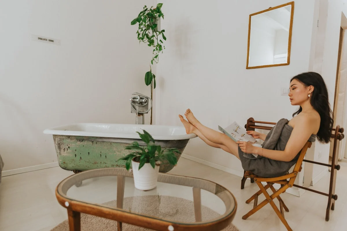A girl relaxing in a modern apartment